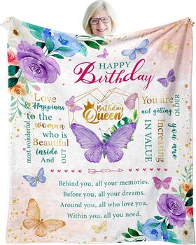 Rxzer28 Zwerivp Happy Birthday Presents For Women Friendship Throw Blanket 50 Inch X60