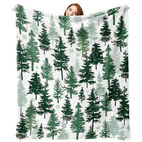 Zzk-260-bl-50 Zzkol Christmas Tree Green Flannel Throw Blanket Xmas Pine Trees Birthday Gifts For