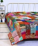 Vintage Handmade Quilt Silk Multi Patchwork Bohemian Ethnic Bedding Kantha Throw. Fixed Price $76.99.