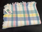 Woven Pastel Baby Blanket Plaid Cotton Knit Fringe Usa Manual Weavers Nc Vintage. Fixed Price $21.25.
