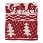 Saro Lifestyle Reindeer And Christmas Tree Knit Throw, Red, 50" X 60", TH544..... Fixed Price $62.84.