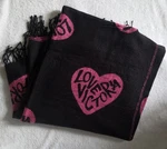 Victorias Secret Throw Blanket 50 X 60 Black Pink Hearts Fringe Love. Fixed Price $13.95.