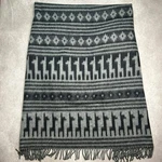 Tumi Gray Black Alpaca Wool Llama Geometric Fringed Throw Blanket Wrap 51X51. Fixed Price $39.97.