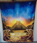 Aztec Pyramid Warrior Mayan Mexico Queen Size Blanket. Fixed Price $60.96.