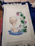 Precious Moments Baby Infant Toddler Crochet Knit Afghan Blanket Wall Hanging. Fixed Price $34.99.
