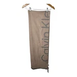 Calvin Klein Taupe Logo Oblong Blanket Scarf Acrylic Blend Women 76X24 Nwt. Fixed Price $25.00.