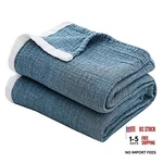 Cotton Blanket, 3-LAYER Soft Blue Blankets THROW(50"X60") Vintage. Fixed Price $36.53.