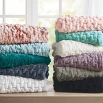 Madison Park Modern Solid Ruched Fur Faux Throw Blanket Soft Cozy 50"X60". Fixed Price $282.57.