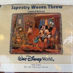 Disney World Woven Tapestry Throw Blanket 60 X 50 Mickey Minnie Pluto Fireplace. Fixed Price $28.00.