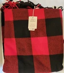 Woolrich Blanket Red Buffalo Check Plaid Fringe Stadium Throw 60 X 54 Italy. Fixed Price $99.99.