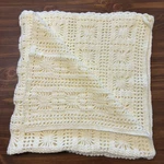 Handmade Crochet Knit Baby Blanket Throw Ivory Sun Burst Squares 36X36. Fixed Price $19.99.