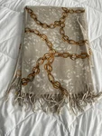 Dennis Basso Home Throw Scarf Shawl Wrap Womens Gold Chain Design With Fringe. Fixed Price $20.00.