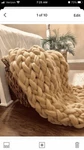 Chunky Knit Blanket Merino Camel Tan- Arm Throw. Fixed Price $170.00.