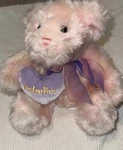 Walmart Pink Valentine 9 Plush Teddy Bear Holding Purple Heart Pillow. Fixed Price $10.95.