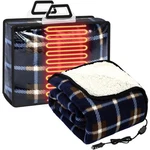 Riakrum 12V Heated Car Blanket 59.06 X 42.13 Inches, Navy Blue Plaid. Fixed Price $61.82.