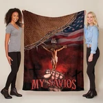 Jesus My Savior American Flag Blanket Patriotic Christian Religious Catholic Gif. Fixed Price $34.50.