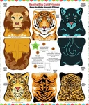 36" X 44" Panel Lion Tiger Panther Jaguar Snuggle Pillows Fabric D477.69. Fixed Price $14.95.