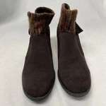 Born Women's Charon Boot Size 8M Block Heel Brown Suede Blanket Knit Cuff. Fixed Price $23.99.