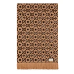 Gucci Gg Pattern Throw Blanket 568107 Wool Cashmere Silk Brown New. Fixed Price $1195.00.