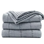 Recyco Cable Knit Light Grey Throw Blanket Twin Size For Couch, Super Soft Wa.... Fixed Price $55.86.