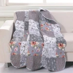 Throw Blanket Floral Patchwork Decorative Gray White Quilted Couch Chair Cover. Fixed Price $57.75.