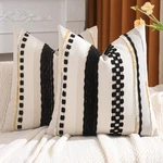 Boho Throw Pillow Covers 18X18 Inch Set Of 2 Black And Cream St.... Fixed Price $47.41.