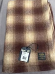 Filson Mackinaw 100% Wool Throw Blanket Brown Tan Ombre Plaid 74" X 54". Fixed Price $254.15.