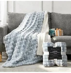 Royal Luxe Micro-mink/sherpa Throw 50"X60" Reversible Navy Blue/white. Fixed Price $14.00.