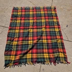 Vtg Faribo Wool Stadium Blanket Red Green Gold Tartan Plaid Square 53X67 Fringe. Fixed Price $40.99.