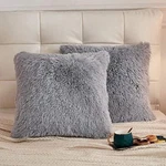 Liferevo 2 Pack Grey Shaggy Plush Faux Fur Throw Pillow Covers,zippered Fuzzy. Fixed Price $22.39.
