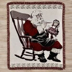 Fieldcrest Mills 90S Christmas Santa Doll Tapestry Throw Blanket Fringe 50 X68. Fixed Price $49.99.