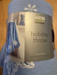 Martha Stewart Blue Fleece 50 60 Throw With Silky Applique Snowflakes. Fixed Price $9.00.