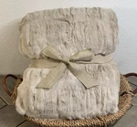 Pottery Barn Faux Fur Throw Blanket 60X80 Oversized Champagne Ruched Plush Soft. Fixed Price $189.00.