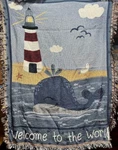 Simply Home Whale Lighthouse Beach World Afghan Throw Blanket 40" X 50" New. Fixed Price $39.99.