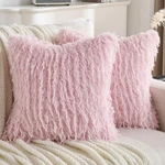 Futei Pink Decorative Throw Pillow Covers 24X24 Inch Set Soft Fluffy Faux. Fixed Price $84.06.