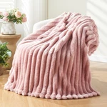 Newcosplay Super Soft Throw Blanket Pink Premium Silky Flannel Fleece 3D Ribbed. Fixed Price $19.86.