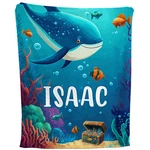 Sea-life Blanket Personalized Whale Fish Ocean Fleece Throw, Custom Kids Gift. Fixed Price $44.95.