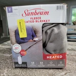 Sunbeam Heated Blanket Twin Gray Fleece 84X62 12 Settings Tested Open Box. Fixed Price $35.00.
