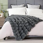 Soft Fuzzy Bubble Faux Rabbit Fur Throw Blanket For Couch 50" 60", Double Side. Fixed Price $54.72.