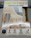 Berkshire Life Heated Luxe Faux Fur Throw Electric Blanket Tan 50" 60" Ez Touc. Fixed Price $22.99.