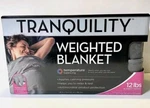 Tranquility Temperature Balancing 12LB Weighted Blanket, Pewter. Fixed Price $27.99.