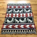 Tapestry Blanket Throw Crown Crafts Firefighter Fireman Dalmatian Dog Vtg Cotton. Fixed Price $38.00.