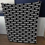 Created Your Own Repeating Name Throw Blanket Block Lettering Fleece Mink. Fixed Price $34.99.