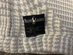 Ralph Lauren Blue Houndstooth Plaid Cotton Queen Blanket 90" X. Fixed Price $89.99.