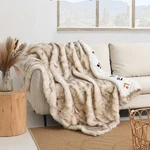 Luxury Plush Faux Fur Throw Blanket With Aztec Pattern, Super Warm, Fuzzy, El.... Fixed Price $73.57.