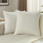 Futei Cream Chenille Throw Pillow Covers 18X18 Inch Set Of 2,EDGES Double-sti.... Fixed Price $37.31.