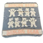 Vtg Dancing Bear Pink White Blue Woven Blanket Shavel Associates Made Spain. Fixed Price $124.99.
