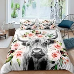 Highland Cow Flower Duvet Cover Size Bull Cattle Bedding Set Queen Multi 08. Fixed Price $45.08.