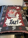 Rare Taz Tasmanian Appx. 45'X62' Tapestry Throw Blanket Warner Bros 1996 Vintage. Fixed Price $16.00.