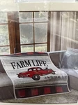 Regal Comfort Red Truck Farm Life Black Plaid Flannel Throw Blanket 50"X60". Fixed Price $29.99.